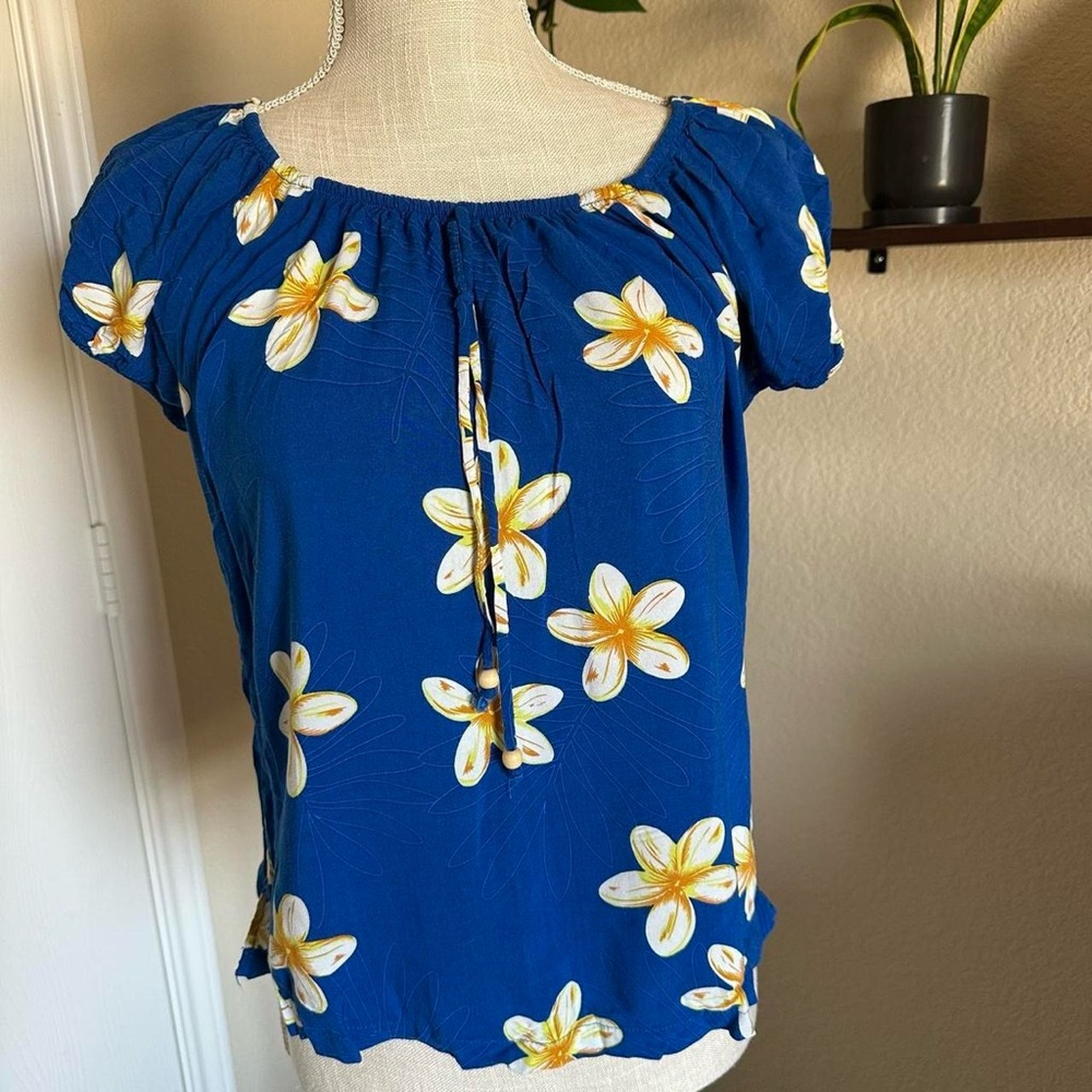 Hawaiian Blue Floral Women's Blouse